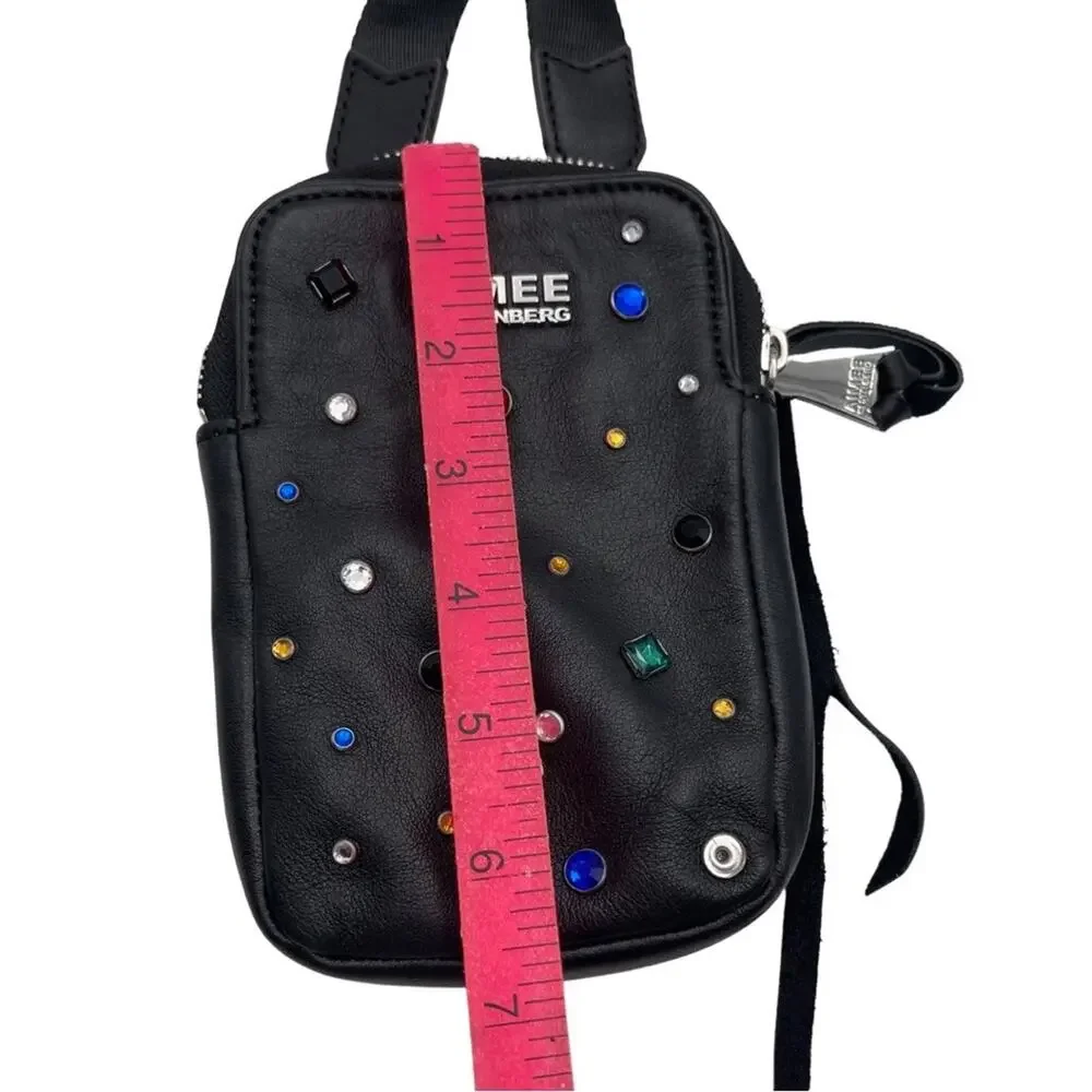 Aimee Kestenberg Black Starlight Leather Just Saying Jeweled Crossbody Bag